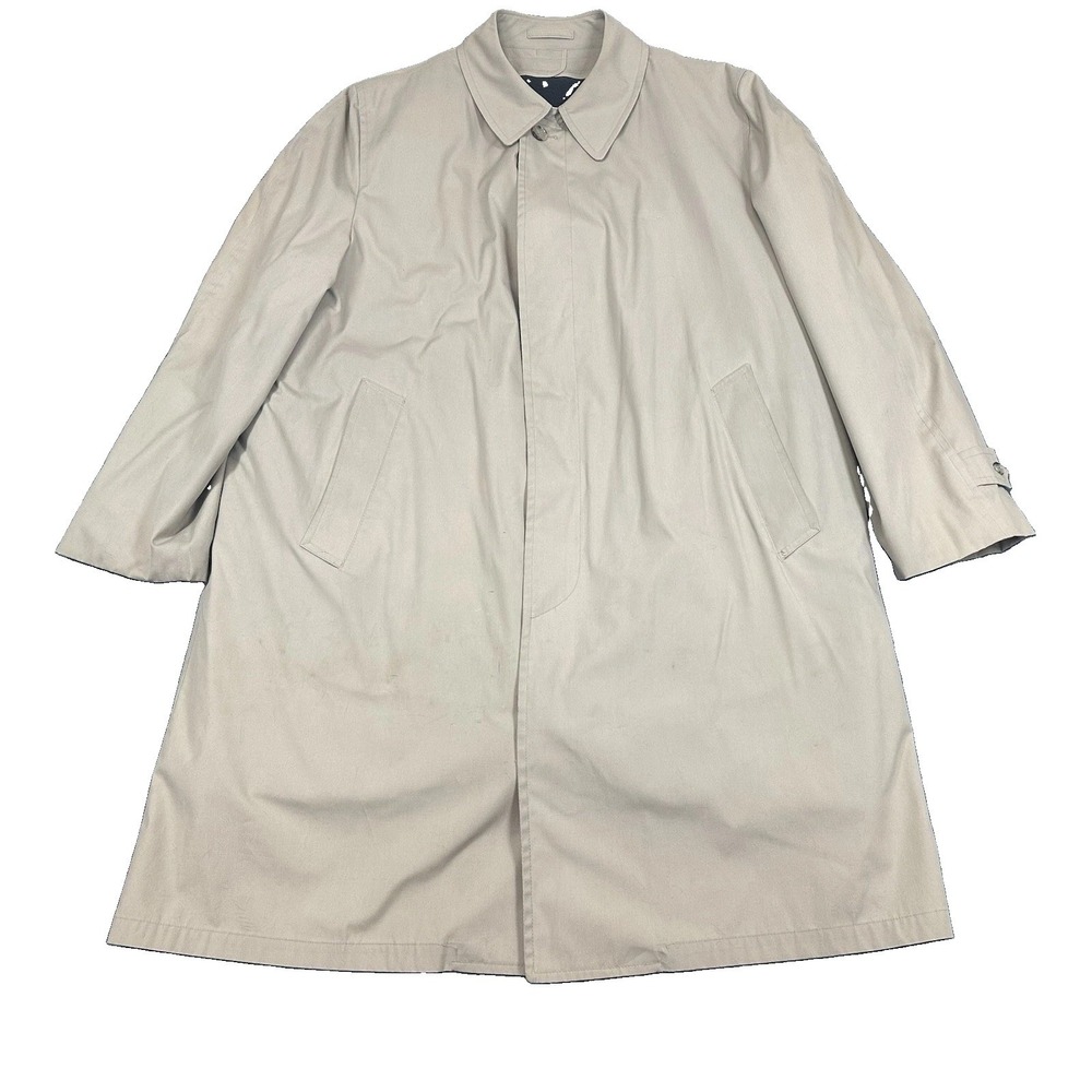 Vintage London Fog Trench Coat Mens Size 44R Alpaca Lined Removable Liner